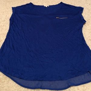 Blue shirt with sheer back